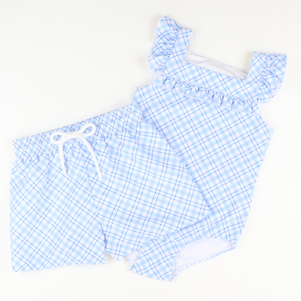 Swim Trunks - Light Blue Gingham