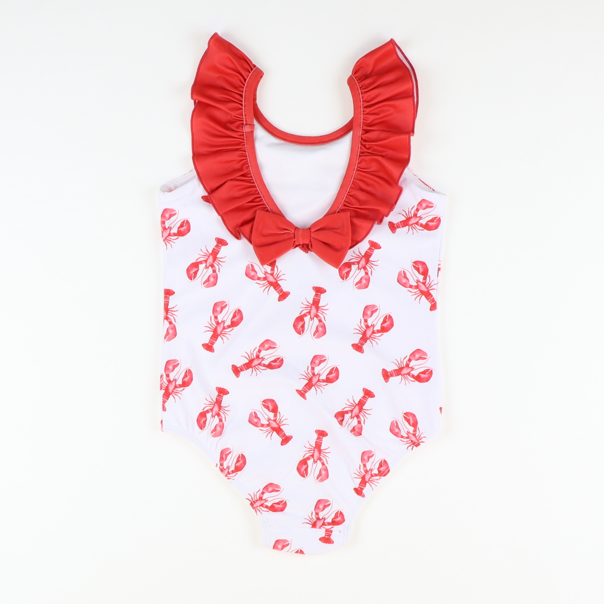 Ruffle Neck Swimsuit - Lobsters