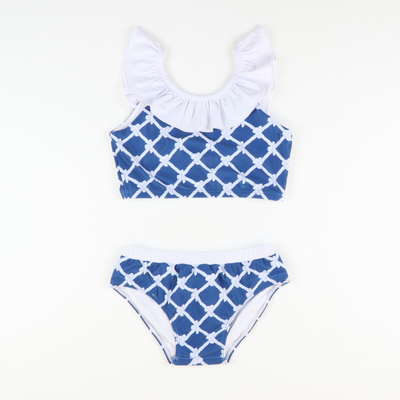 Ruffle Neck Bikini - Nautical Ropes