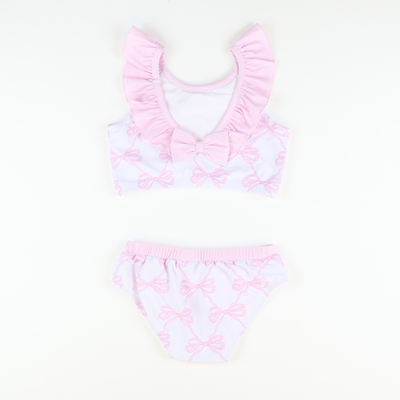 Ruffle Neck Bikini - Pink Bows