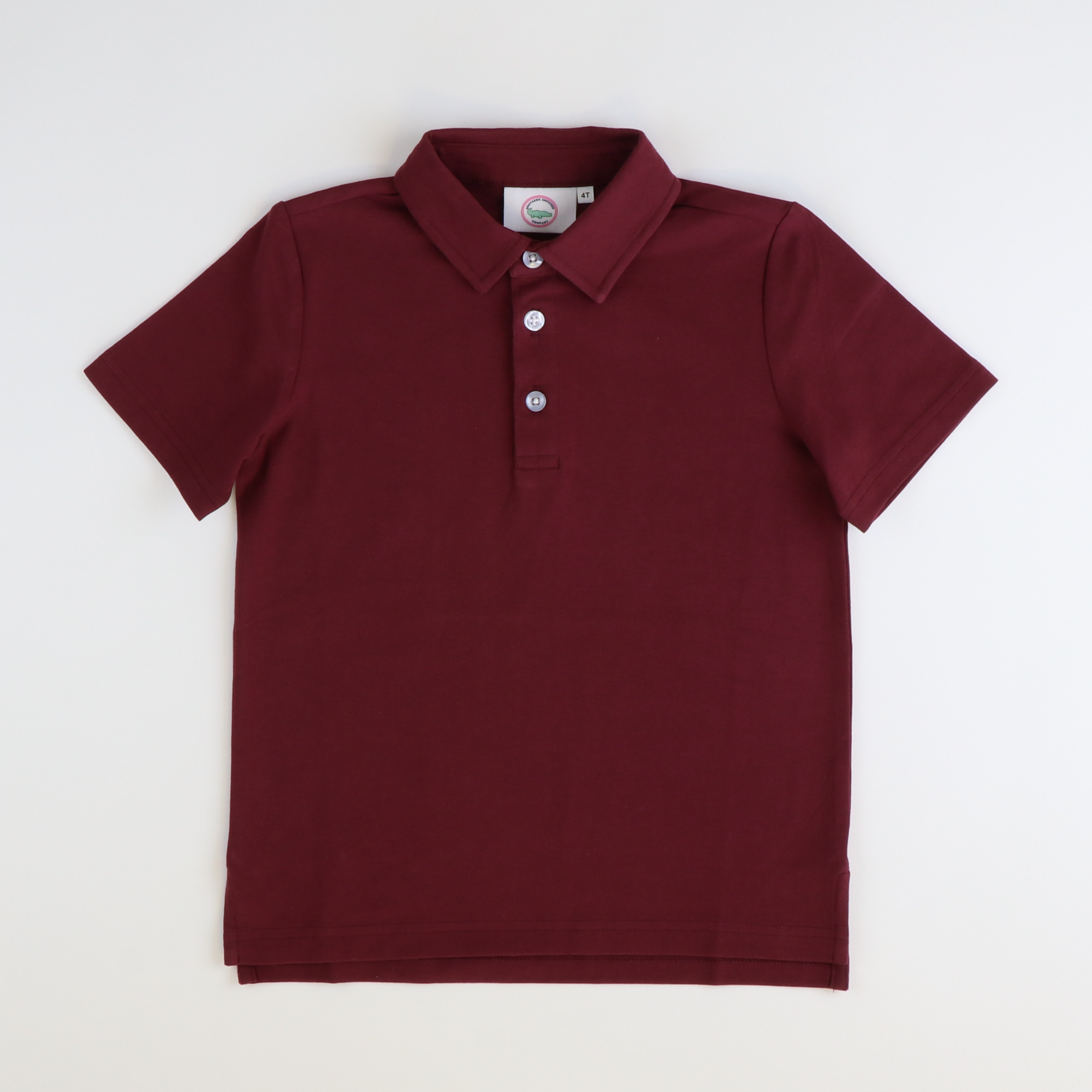 Boys Signature S/S Knit Polo - Maroon Solid