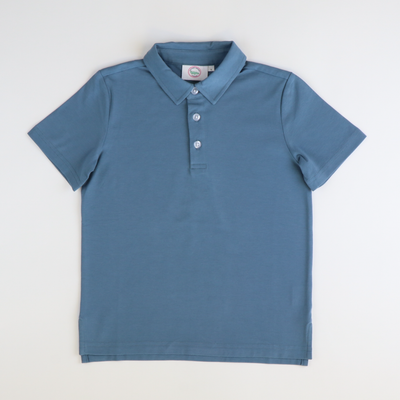 Boys Signature S/S Knit Polo - Slate Blue Solid