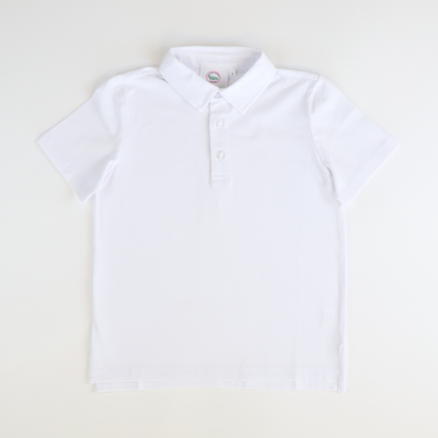 Boys Signature S/S Knit Polo - White Solid *Ships Now*