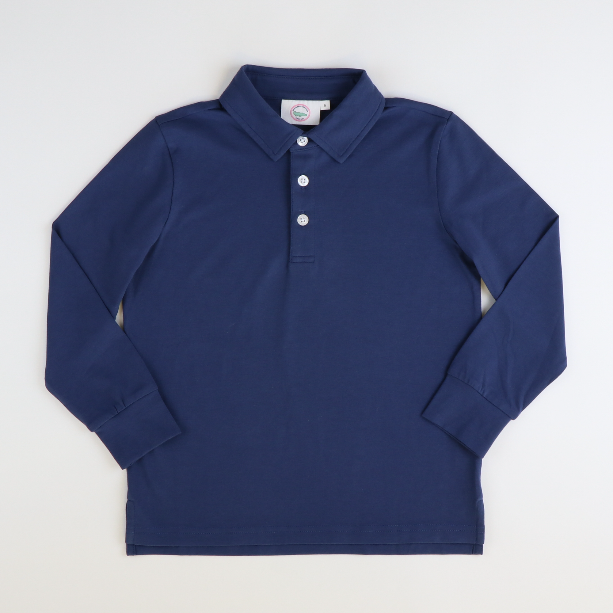 Boys Signature L/S Knit Polo - Navy Solid