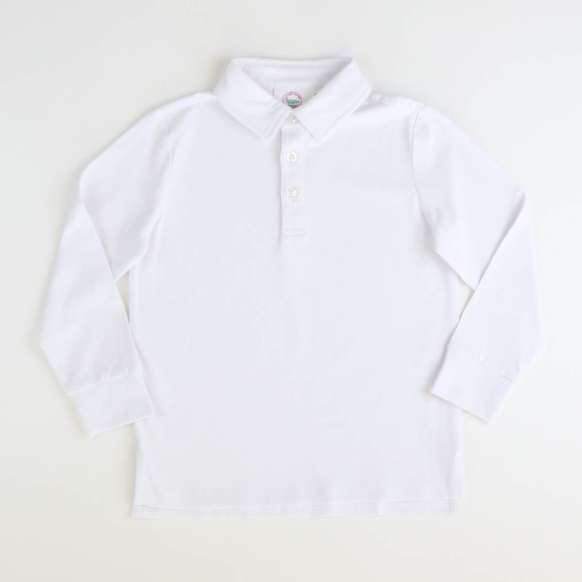 Boys Signature L/S Knit Polo - White Solid