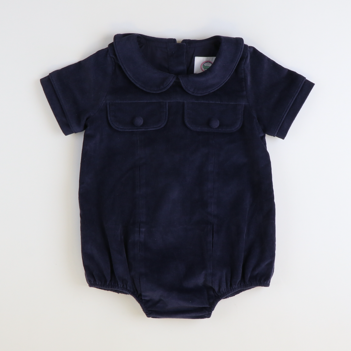 Corduroy Collared Boy Bubble - Navy