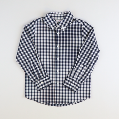 Boys L/S Performance Button Down Shirt - Navy Check