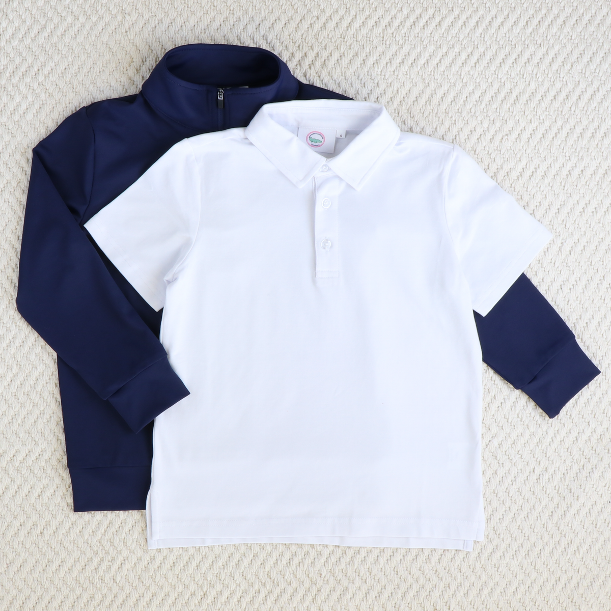 Boys Signature S/S Knit Polo - White Solid *Ships Now*