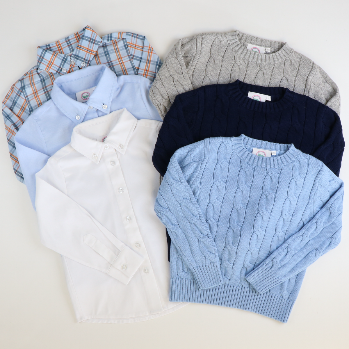 Boys L/S Button Down Shirt - Light Blue Oxford