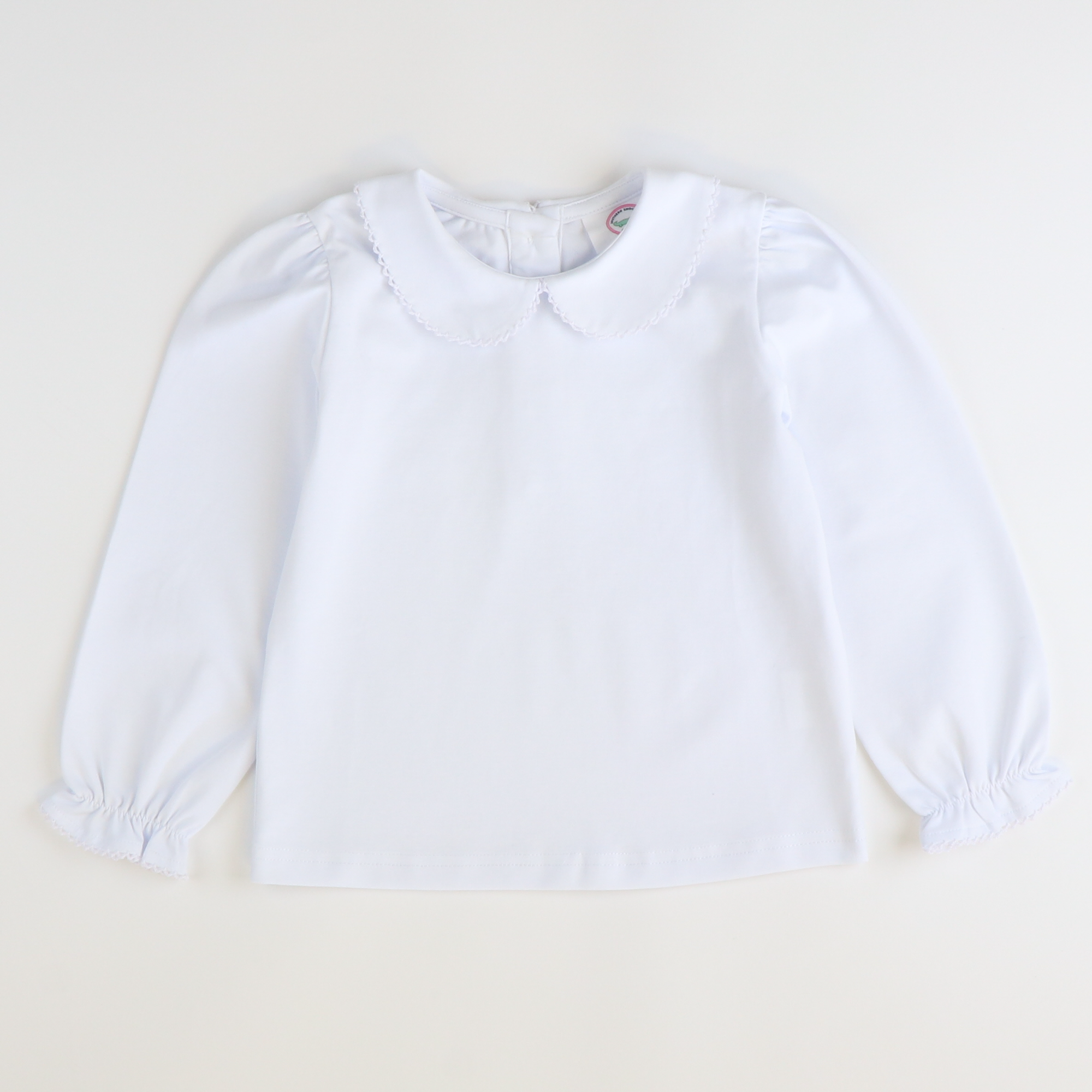 Girls Classic L/S Blouse - White Knit