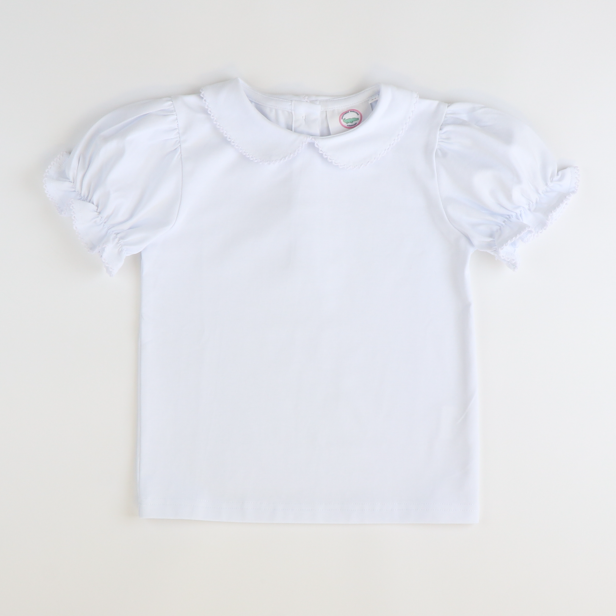 Girls Classic S/S Blouse - White Knit