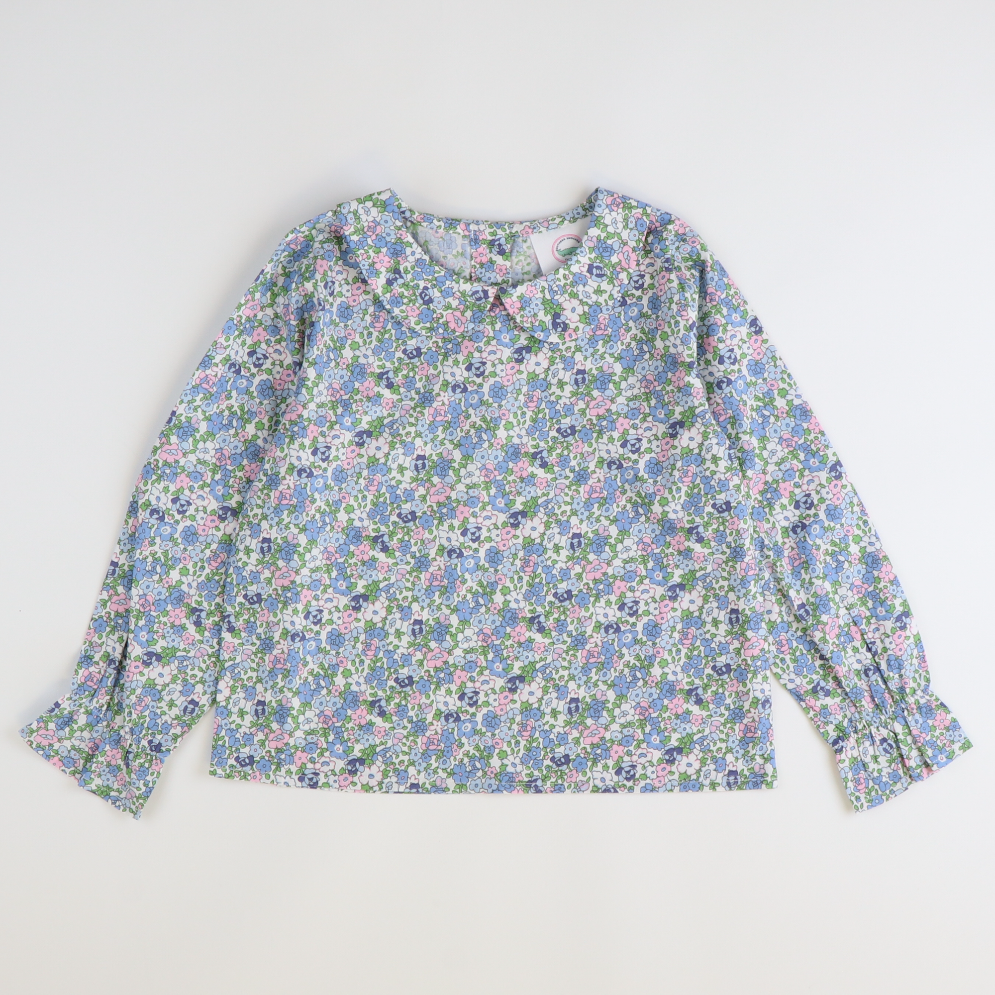 Girls Classic L/S Blouse - Pink & Blue Floral