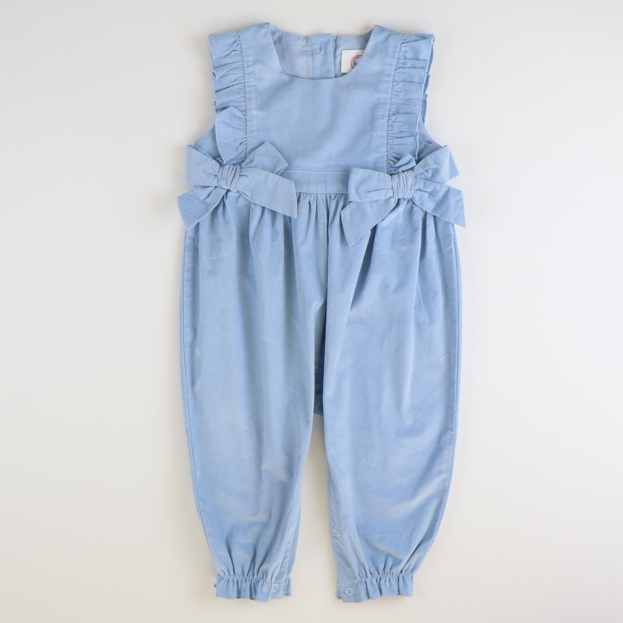 Corduroy Girl Long Romper - Light Blue