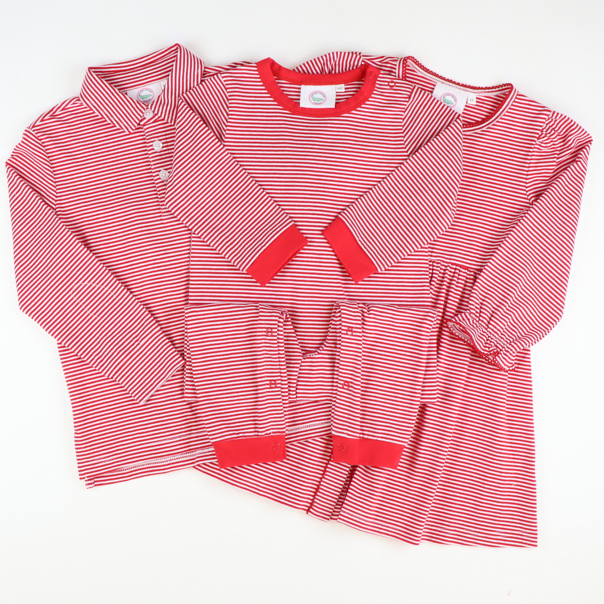 Boys Signature L/S Polo - Holiday Red Stripe Knit