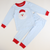 Santa Appliqué Knit Pajama Set - Light Blue Check