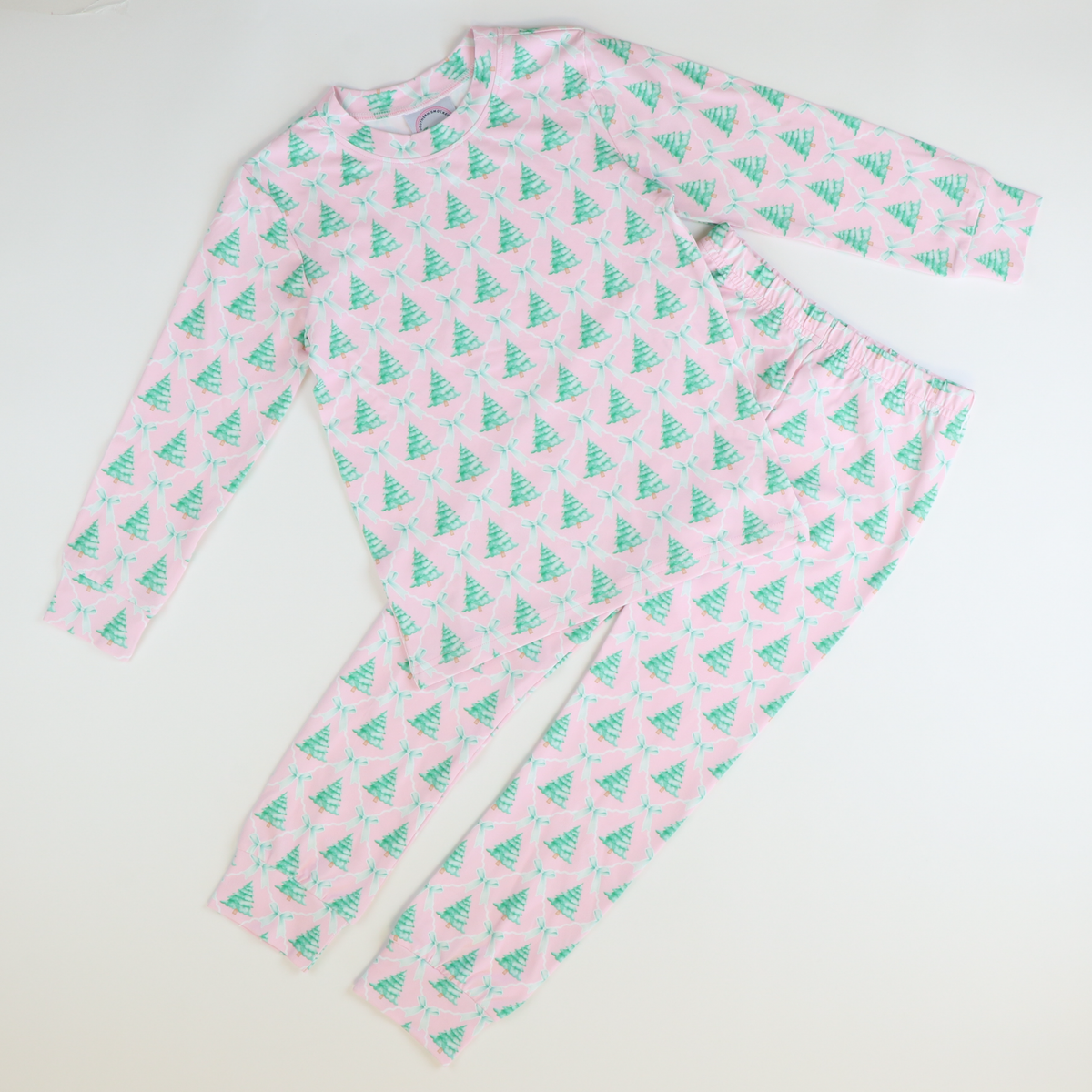 Knit Pajama Set - Pink Christmas Trees