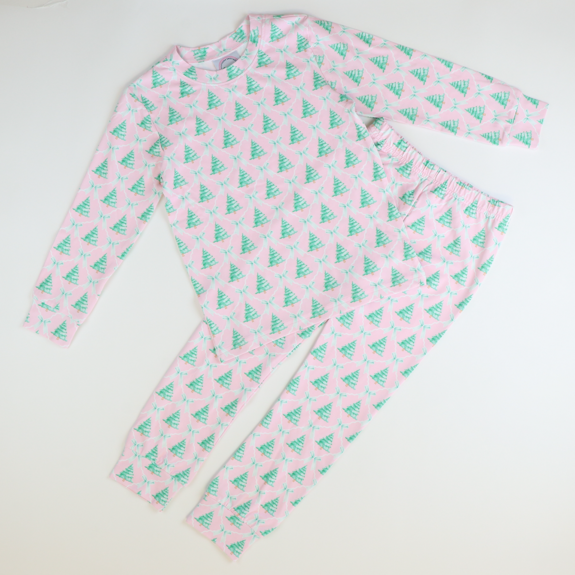 Knit Pajama Set - Pink Christmas Trees