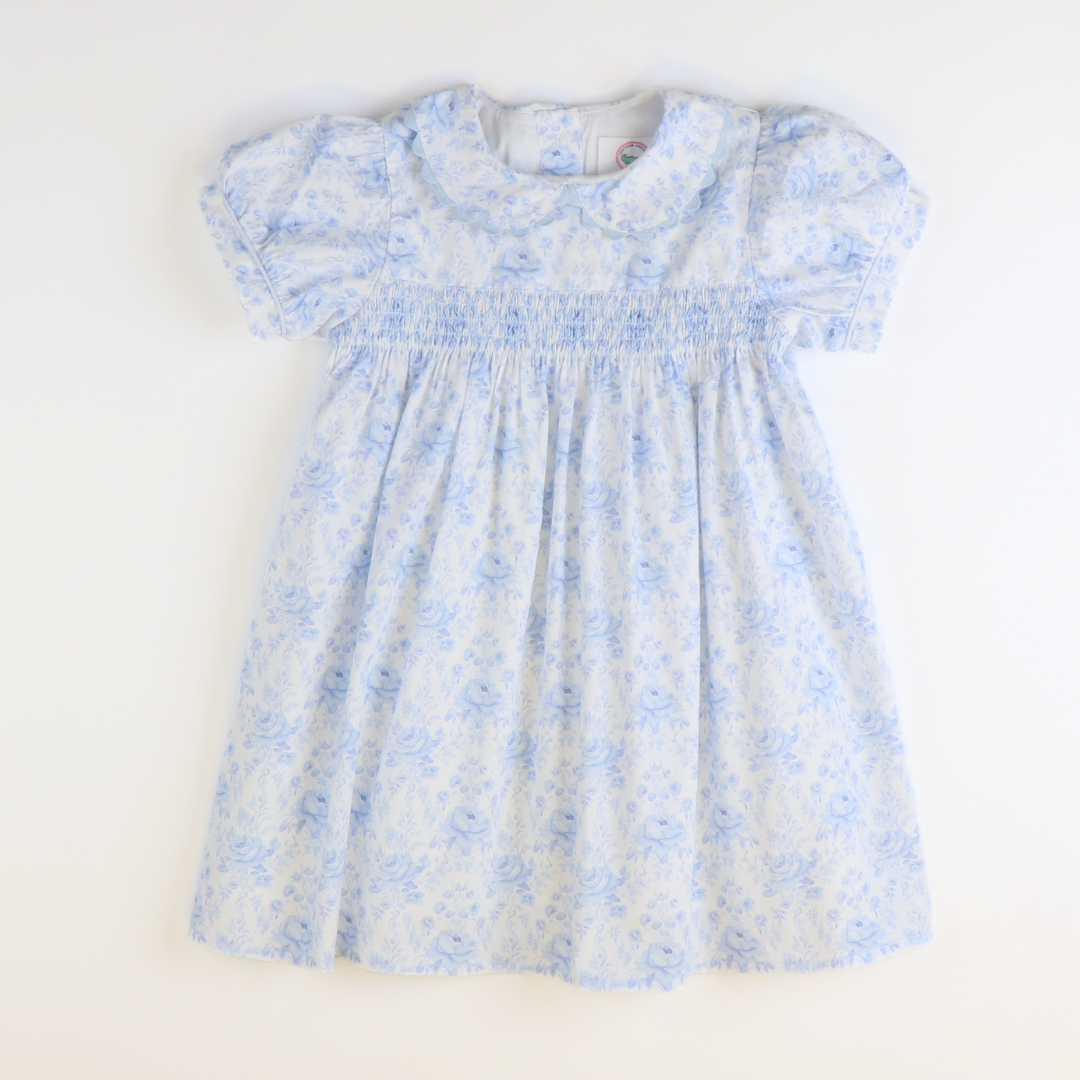 Smocked Geo Dress - Blue Fancy Floral