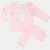 Bunny Appliqué Knit Pajama Set - Light Pink Check