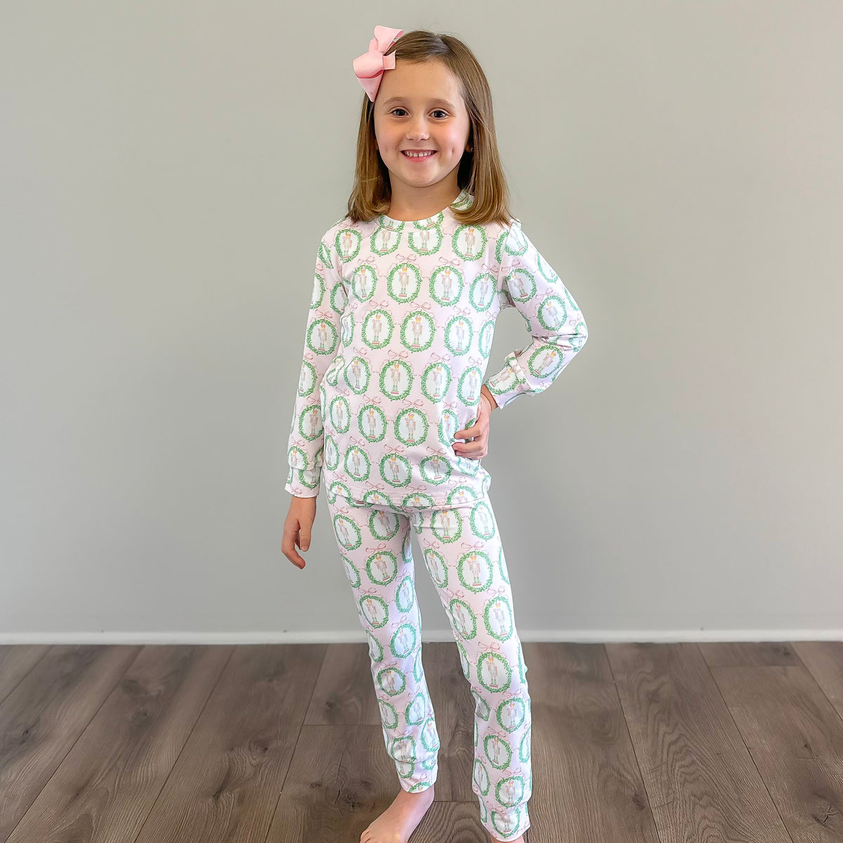 Knit Pajama Set - Pink Nutcracker & Bows