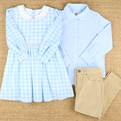 Boys L/S Button Down Shirt - Light Blue Oxford