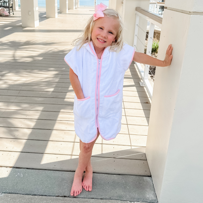 Terry Cloth Cover-Up - Light Pink Trim