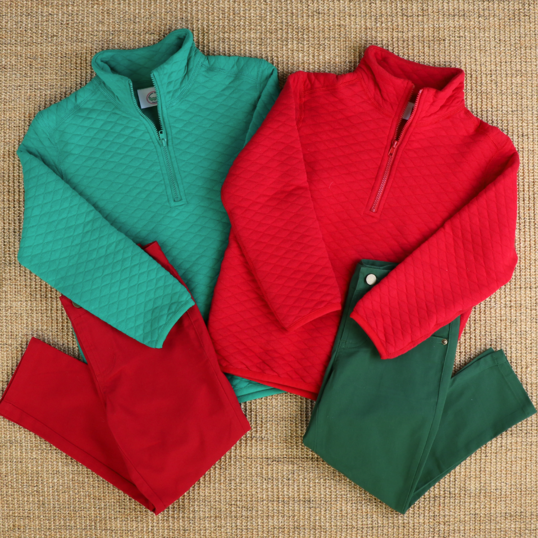 Quilted Knit Quarter-Zip - Holiday Red (Unisex)