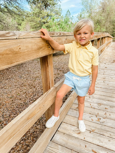 Boys Signature Knit Polo - Solid Pastel Yellow