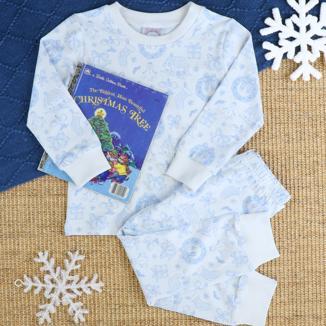 Knit Pajama Set - Blue Christmas