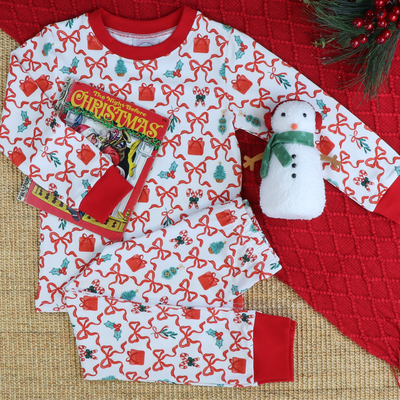 Knit Pajama Set - Holiday Bows