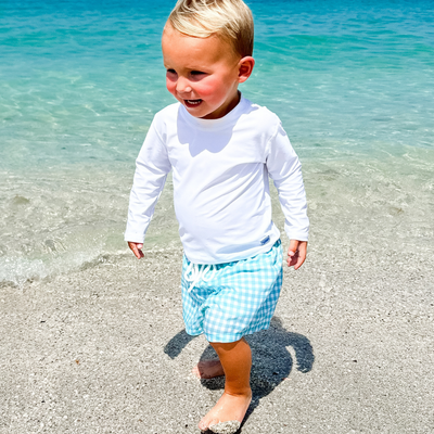 Swim Trunks - Mint Gingham