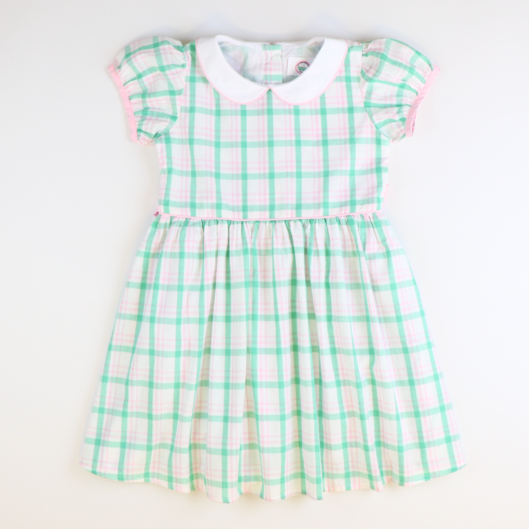 Collared Dress - Preppy Pink & Green Plaid