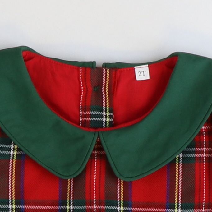 Collared Boy Bubble - Christmas Plaid