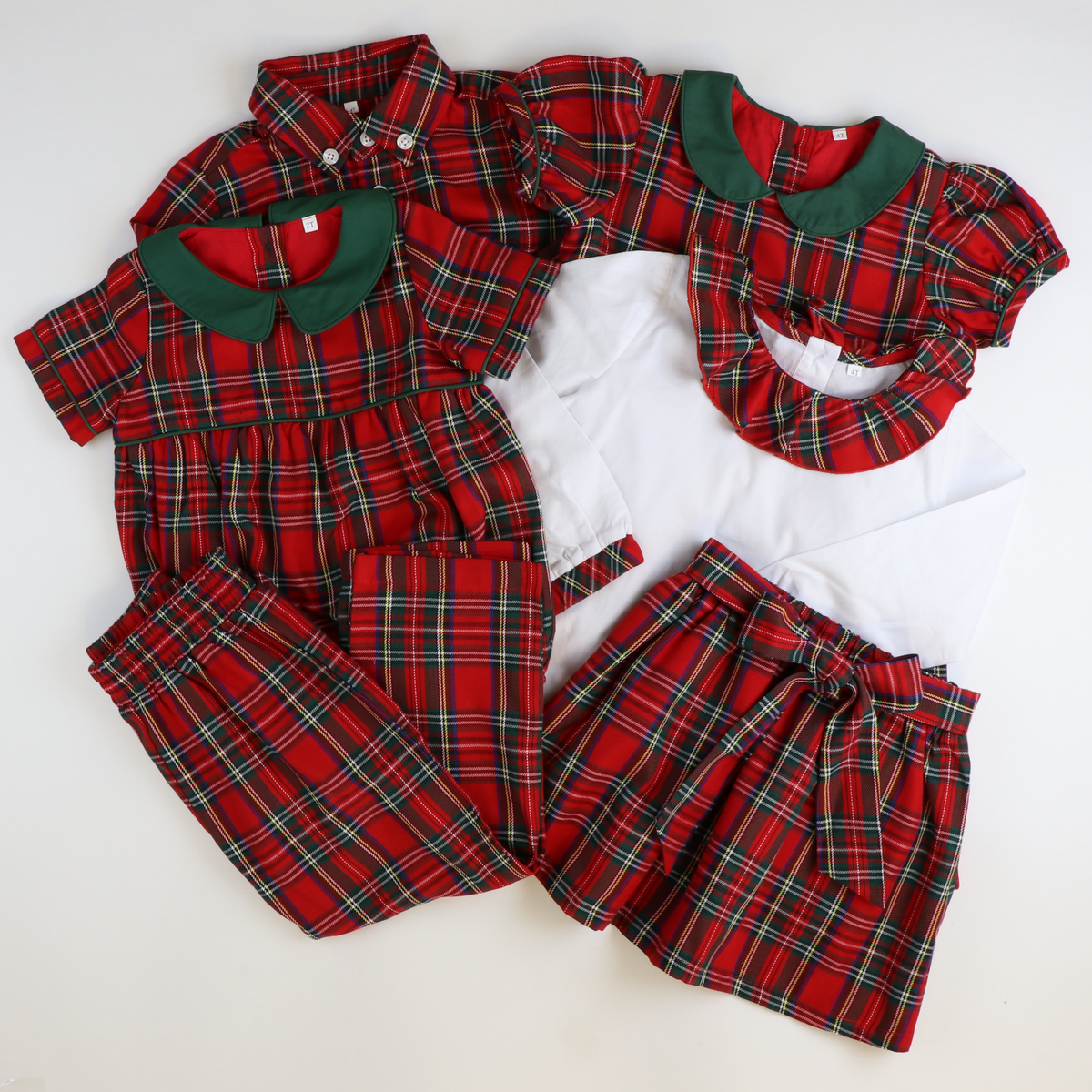 Collared Boy Bubble - Christmas Plaid