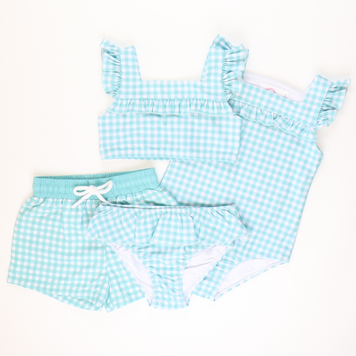 One-Piece Swimsuit - Mint Gingham - Stellybelly