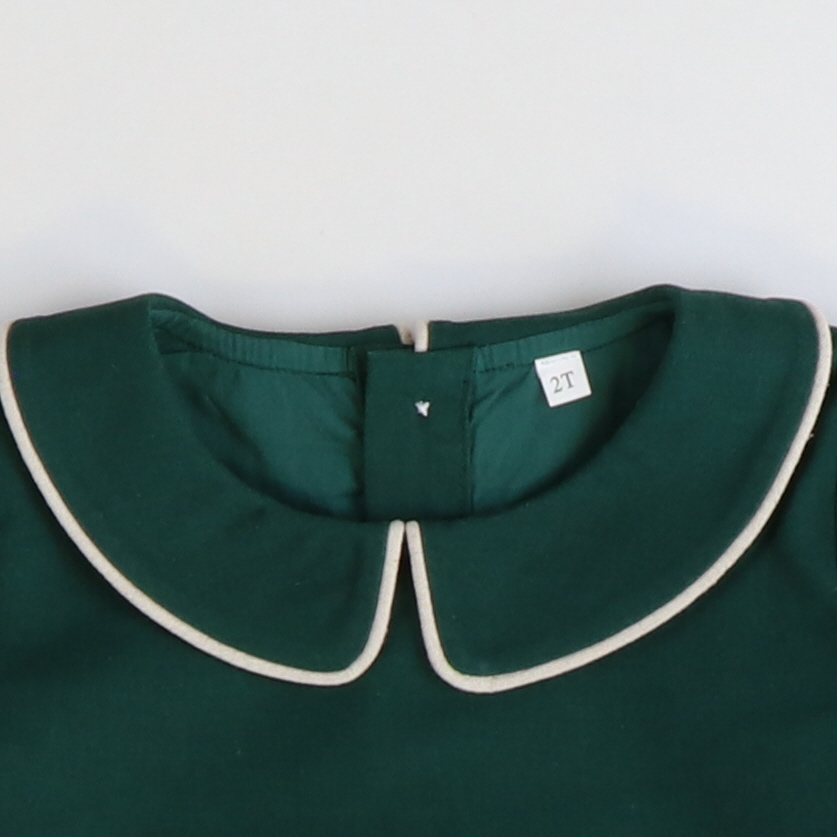 Collared Boy Bubble - Dark Green Linen