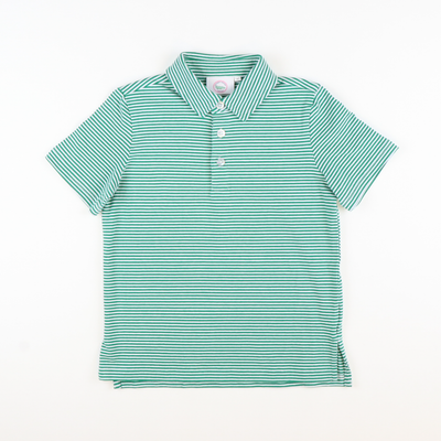 Boys Signature Knit Polo - Green Thin Stripe - Stellybelly