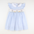 Smocked Storybook Rabbits Collared Dress - Light Blue Stripe Seersucker