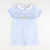 Smocked Storybook Rabbits Boy Collared Romper - Light Blue Stripe Seersucker