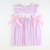 Smocked Cottontail Pink Bunnies Dress - Lavender Stripe Knit