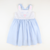 Embroidered Bunny Face Dress - Light Blue Mini Gingham