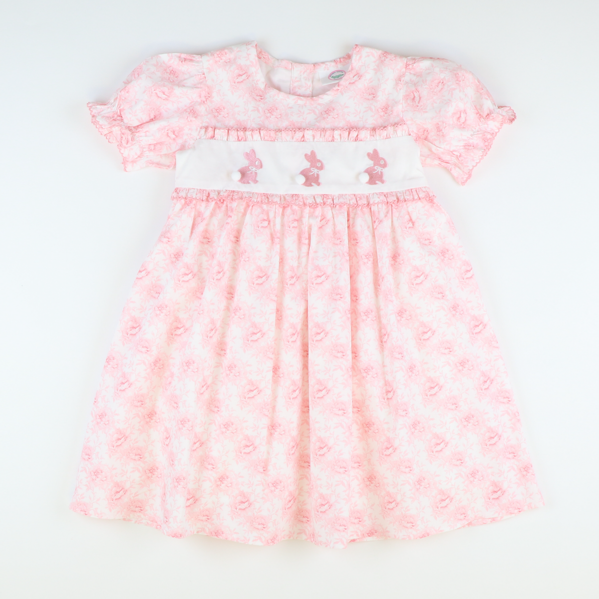 Embroidered Bunnies Dress - Pink Fancy Floral