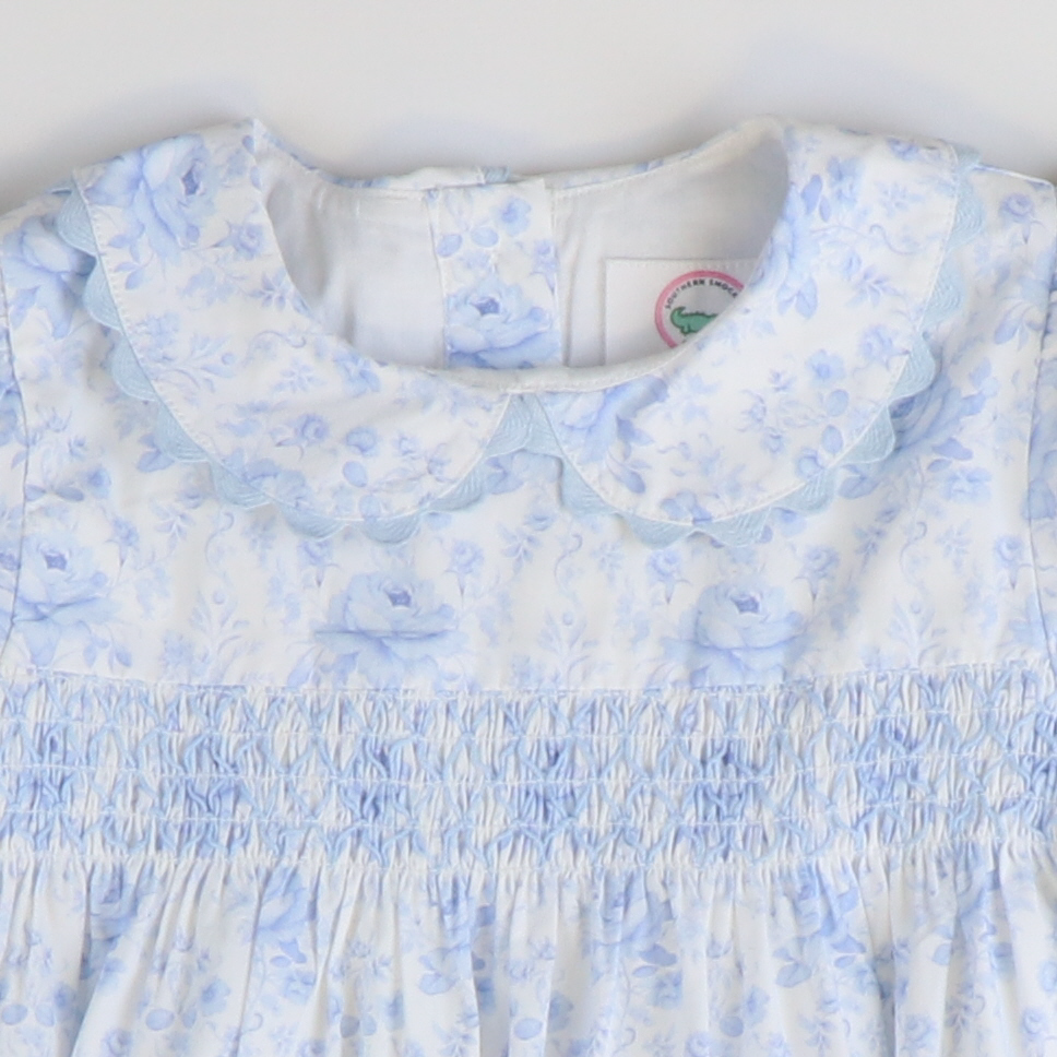 Smocked Geo Girl Bubble - Blue Fancy Floral