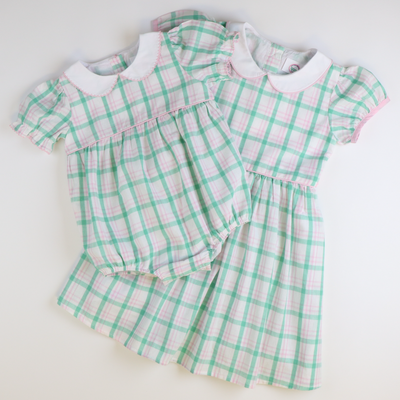 Collared Dress - Preppy Pink & Green Plaid