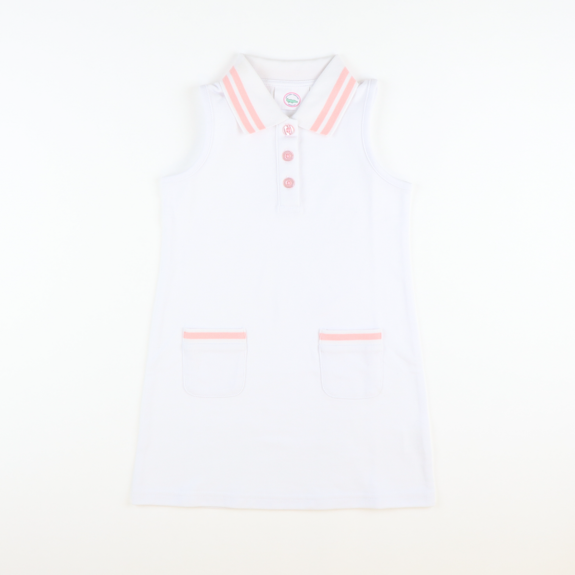 Courtside Tennis Dress - White & Light Pink