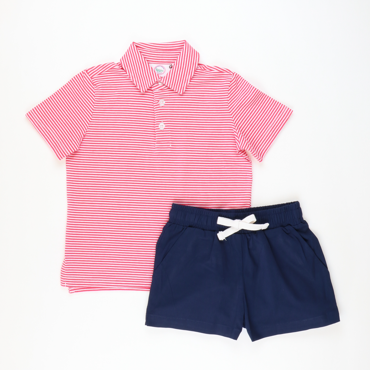 Boys Signature Knit Polo - Red Thin Stripe