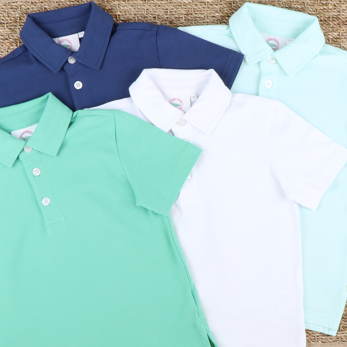 Boys Signature Knit Polo - Solid Mint Green