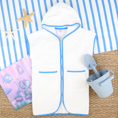 Terry Cloth Cover-Up - Light Blue Trim