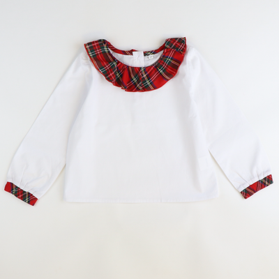 Christmas Plaid Ruffle Blouse & Skirt Set