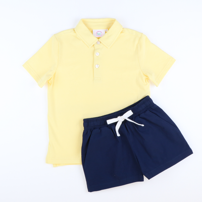 Boys Signature Knit Polo - Solid Pastel Yellow